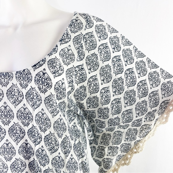 Eberjey Women's White Damask Print Kaftan Tunic Cover Up Size S/M - Picture 3 of 9